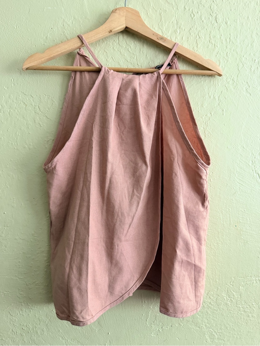 Express Dusty Pink Halter Linen Blend Tank Top